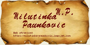 Milutinka Paunković vizit kartica